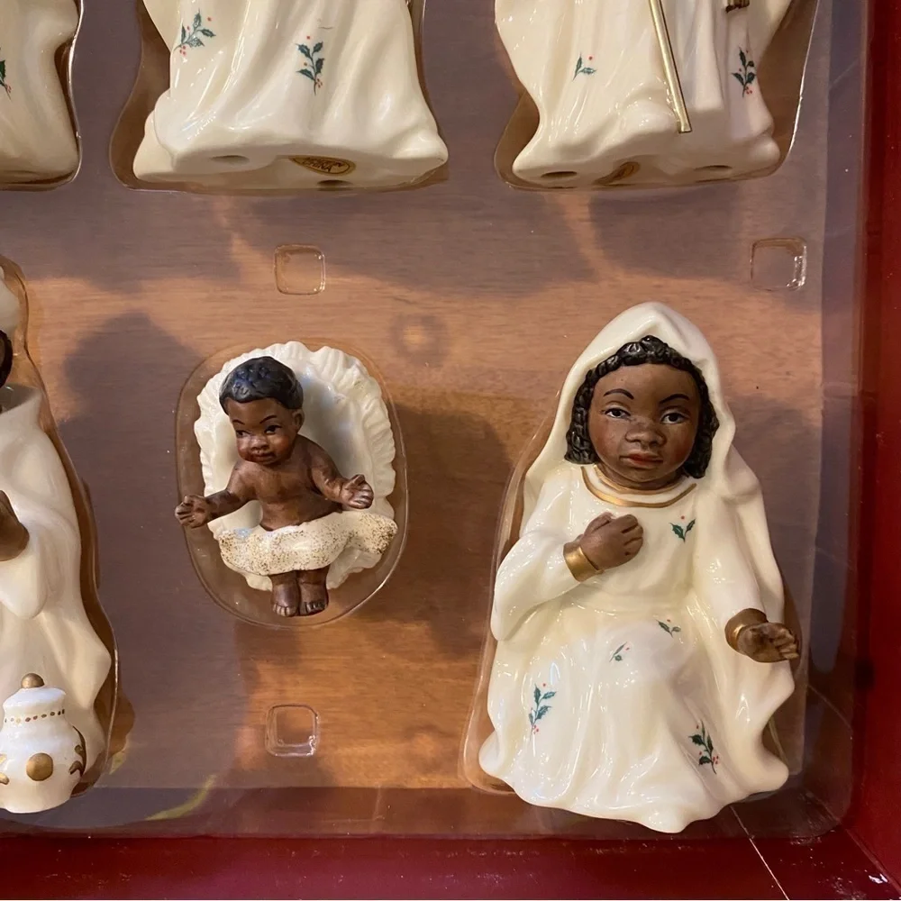 Ceramic African American Nativity Set Jesus Mary Joseph Christmas Decor